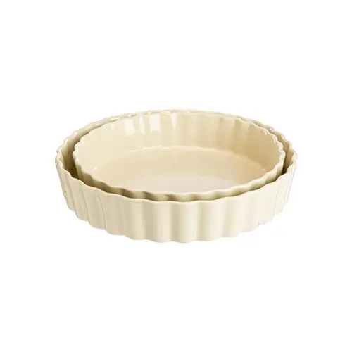 Facile au jardin：Ensemble de 2 tourtières en grès ivoire - Ø 24,5 et 28 cm