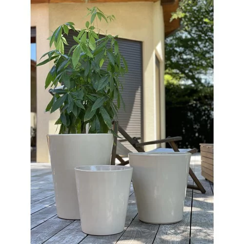 À découvrir pour le jardin：Pot coloris beige en terre émaillée Sydney - Ø 37 cm