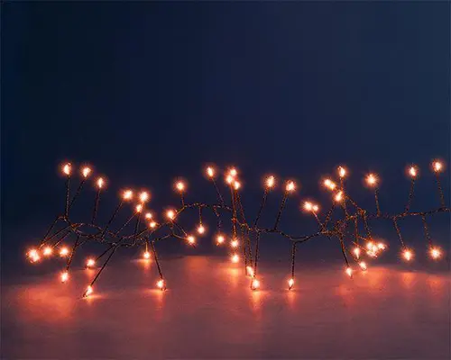 L’essentiel pour le jardin:Guirlande lumineuse grappe à 300 micro-LED cuivre intérieur/extérieur sur câble noir - 4 m