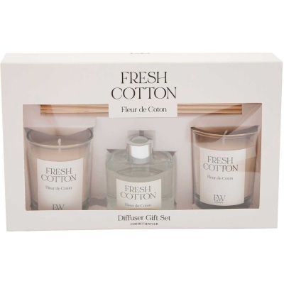 Coffret 2 bougies parfumée et diffuseur 50ml (Senteur coton)