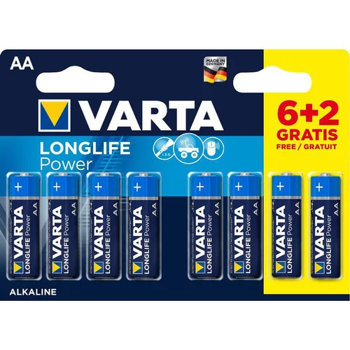 Pour un extérieur plus agréable:Piles alcalines AA/LR6 Varta Longlife power - Le lot de 6+2