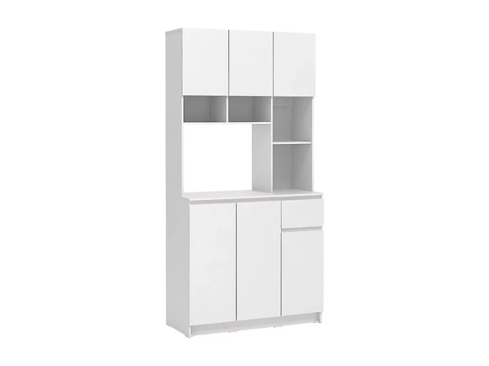 Buffet de cuisine avec 6 portes – 1 tiroir et 5 niches, Blanc, NIZALI