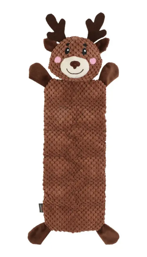 Confort au jardin：Peluche plate de Noël pour chien cerf coloris marron Wouapy - grand modèle