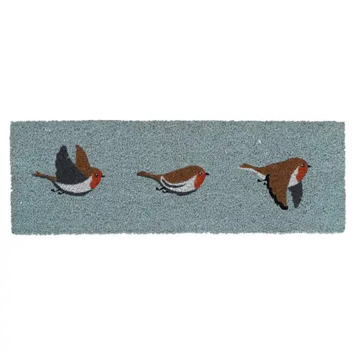 Nature facile:Paillasson en fibre de coco motifs rouge-gorge - 75 x 25 cm