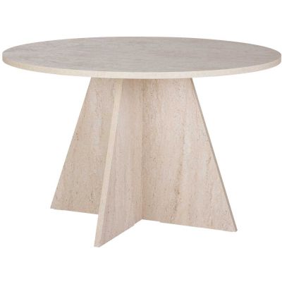 Table à manger ronde en aggloméré Virella (Travertine)