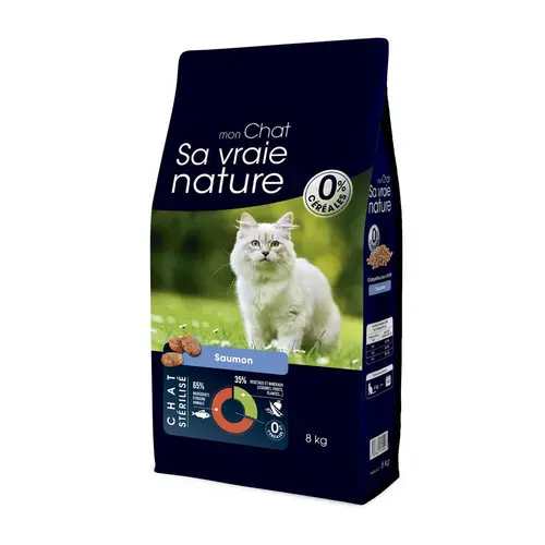 Essentiel jardin:Croquettes sans céréales pour chat stérilisé au saumon Sa Vraie Nature - 8 kg