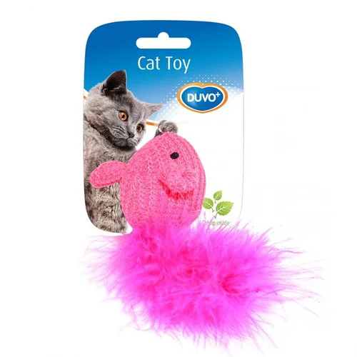 Nature pour le jardin:Jouet pour chat coloris rose souris en laine Duvoplus - 10 x 6 x 4 cm