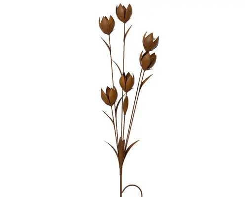 Pour votre espace vert:Pique de jardin fer bouquet coloris marron en fer - 26 x 13 cm