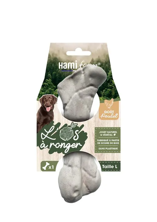 Extérieur fonctionnel:Jouet pour chien os à ronger goût poulet naturel et végétal Hami form - Taille L