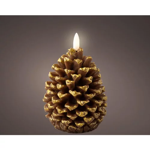 Bien pratique au jardin：Bougie forme pomme de pin marron à LED - Ø 8,5 x H 13,1 cm