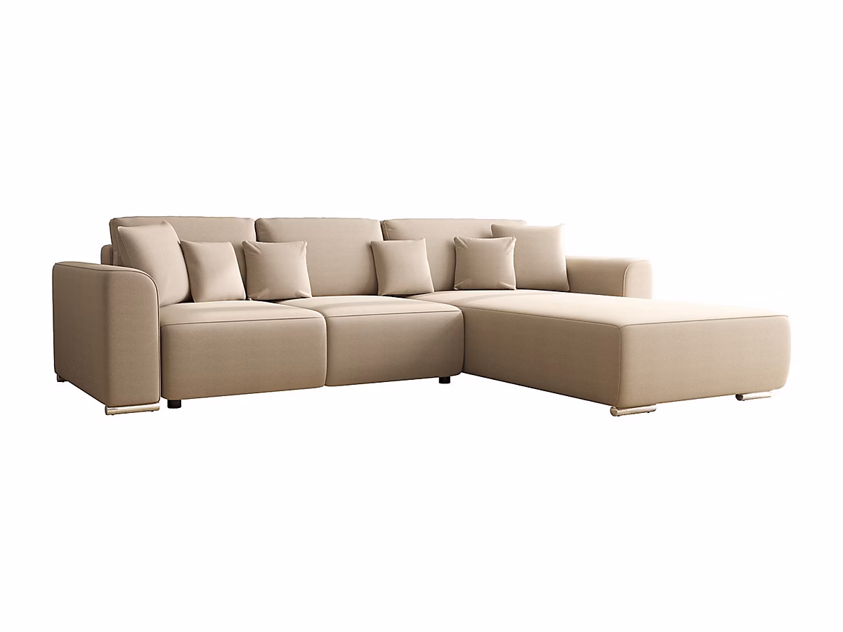Canapé convertible – Canapé d'angle convertible et réversible en tissu beige MELTANA