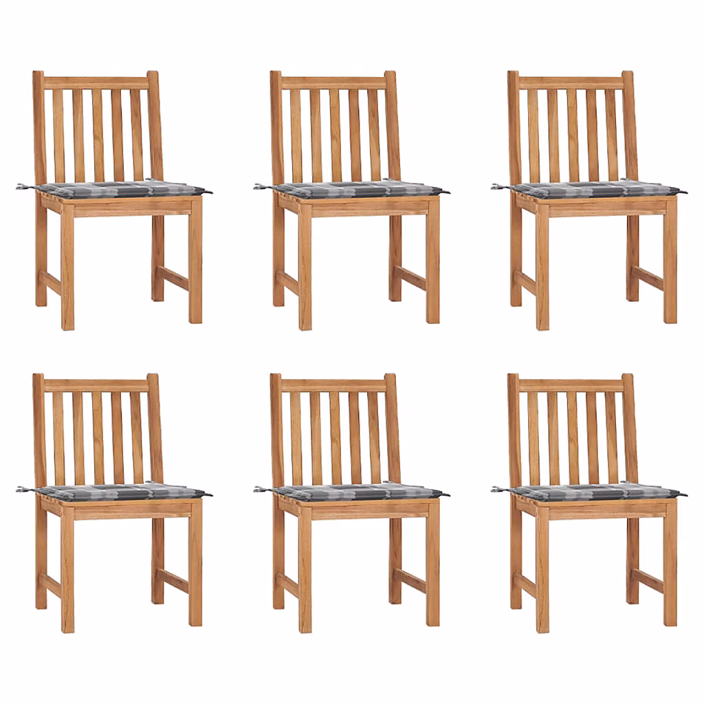 Chaises de jardin lot de 6 avec coussins Bois de teck massif vidaXL – Réf. IJZPCVTUW0497541268