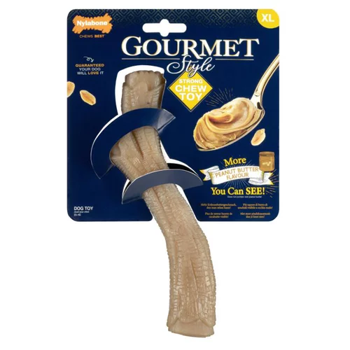 Accessoire au jardin：Jouet pour chien en stick au beurre de cacahuètes Nylabone Gourmet - Taille XL