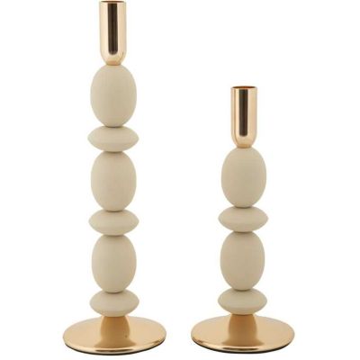 Bougeoir en métal Shuttle (Lot de 2) (Crème et doré)