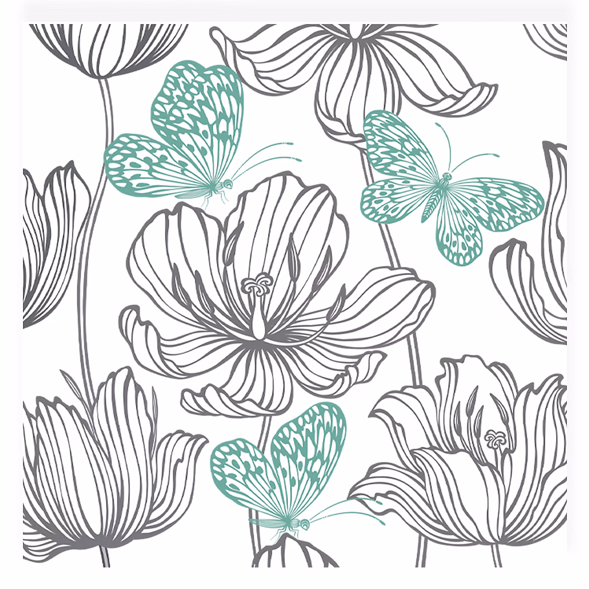 20 serviettes en papier 33 × 33 cm Fleurs et papillons