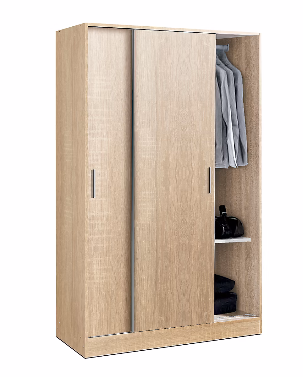 Armoire / placard de rangement de 2 portes coulissantes coloris Chêne Cambrian – longueur 122 x profondeur 56 x hauteur 200 cm