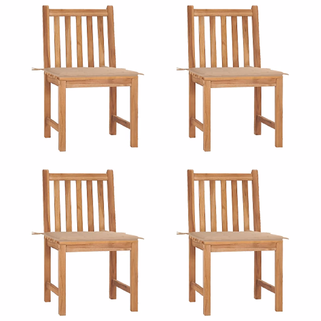 Chaises de jardin avec coussins Bois de teck massif vidaXL – lot de 4
