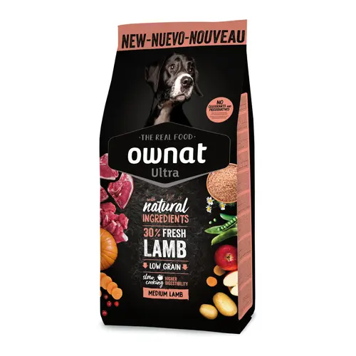 Pour mieux profiter de l’extérieur:Croquettes pour chien medium à l'agneau Ownat Ultra - 12 kg