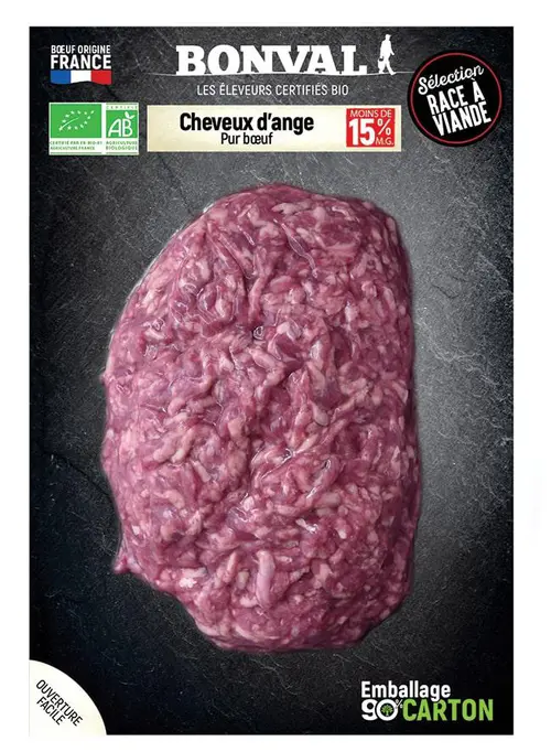 Jardin sélection：Cheveux d’ange pur bœuf sous vide 15% MG Bonval - 350 g