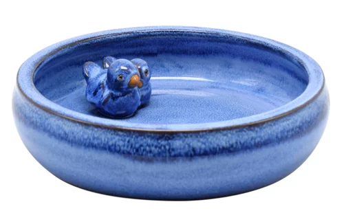 Jardin & solutions:Baignoire pour oiseaux coloris bleu en céramique - Ø 28 cm