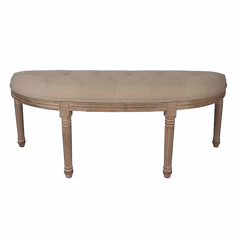 Banc beige marron bois 125 × 41 × 48cm