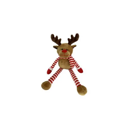 Jardin durable:Jouet pour chien coloris marron et rouge peluche de Noël renne Bubimex - 30 cm