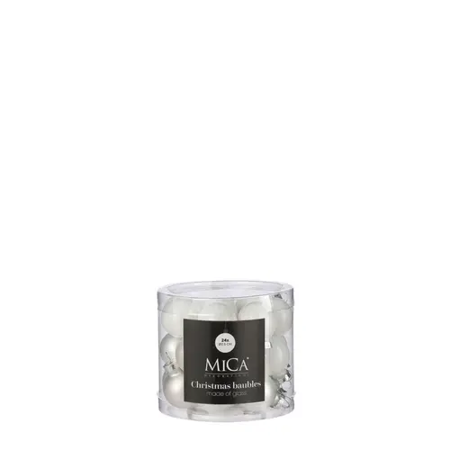 Pour organiser le jardin：Boîte de 24 mini boules de Noël en verre blanc - Ø 2,5 cm