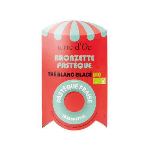 Idéal pour le jardin:Thé blanc bio glacé pastèque fraise Terre d’Oc Bronzette pastèque - 10 infusettes