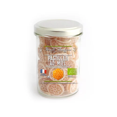 Confort nature:Pastilles bio en forme de ruche au miel en pot de 150 g