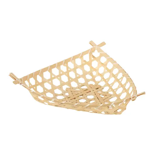 Pour vos moments en extérieur:Corbeille Lio ajourée coloris beige en bambou naturel petit modèle - 20 x 20 x 4/6,5 cm