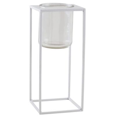 Photophore en métal blanc (Grand modèle)