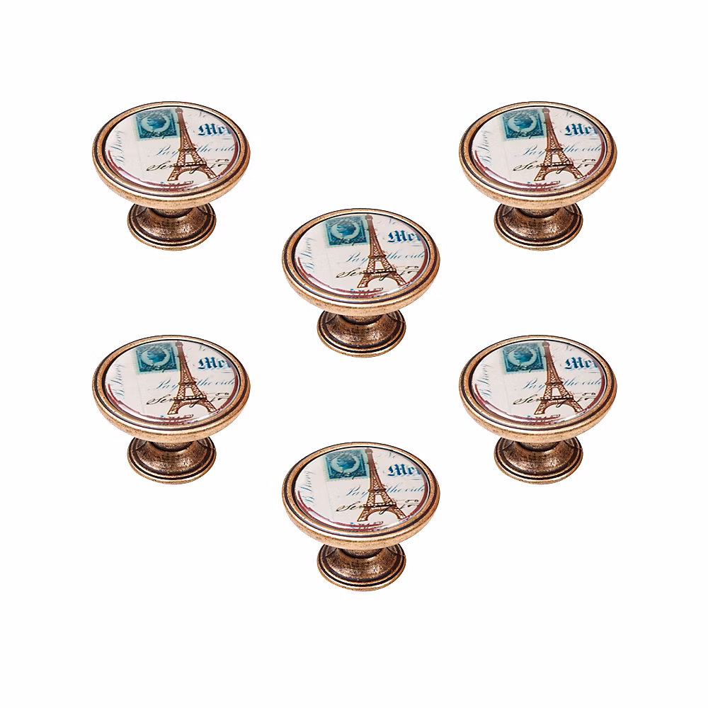 6 Un. bouton poignées de meuble Vintage Retro métal bronze vieilli ampèremètre – diamètre 37MM