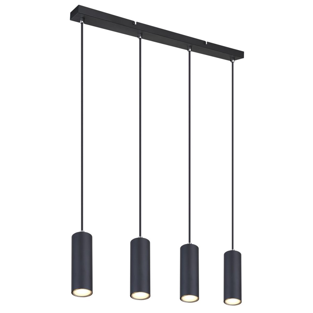 Plafonnier suspendu Bar noir mat 4x GU10