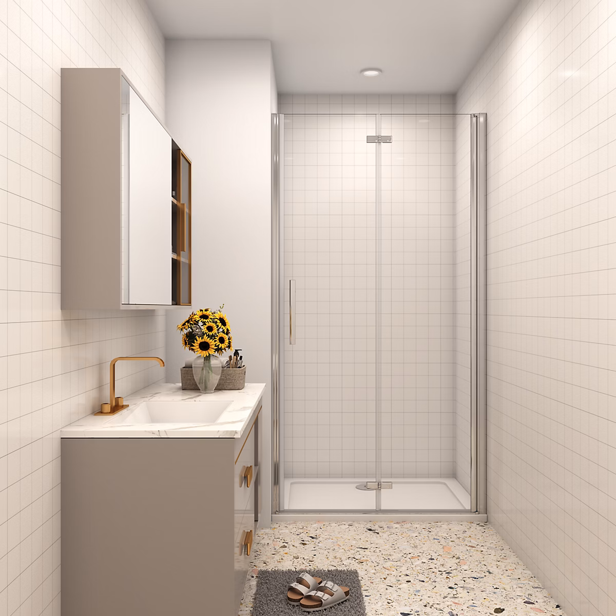 AICA porte de douche 76 × 195cm verre anticalcaire – installation en niche