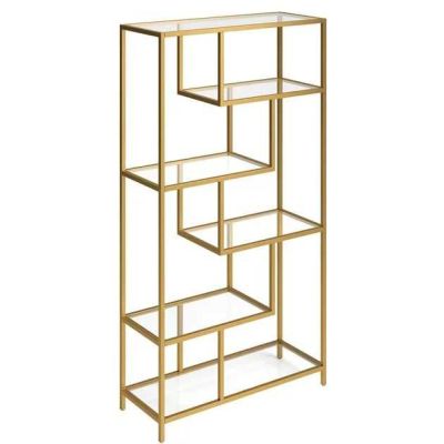 Bibliothèque en métal et verre trempé Bryce (Doré)