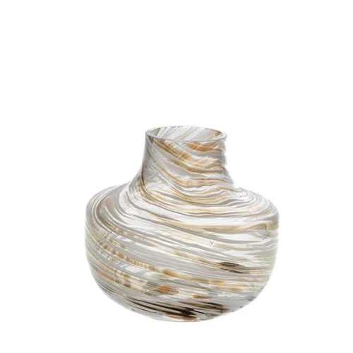 Pour tous les jours:Vase décoratif Josh coloris blanc en verre - 18 x 16,6 x 17,5 cm