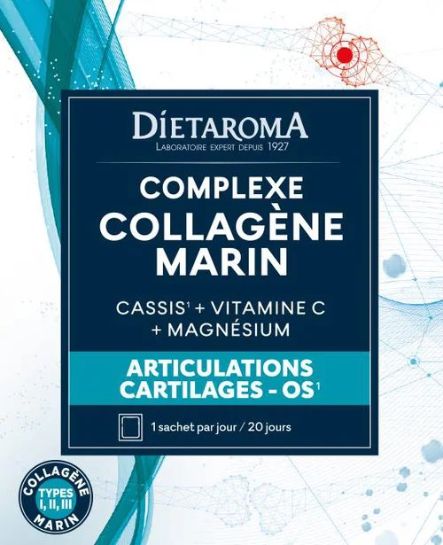 Pour enrichir votre univers jardin:Complément alimentaire cassis, vitamine C, magnésium complexe collagène marin Dietaroma - 20 sachets