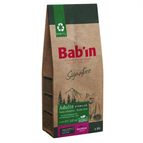 Un atout au quotidien：Croquettes pour chat adulte stérilisé au saumon sans céréales Bab'in Signature - 6 kg