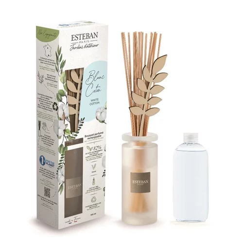 Le pratique au jardin:Bouquet parfumé et sa recharge Blanc coton Esteban - 100 ml