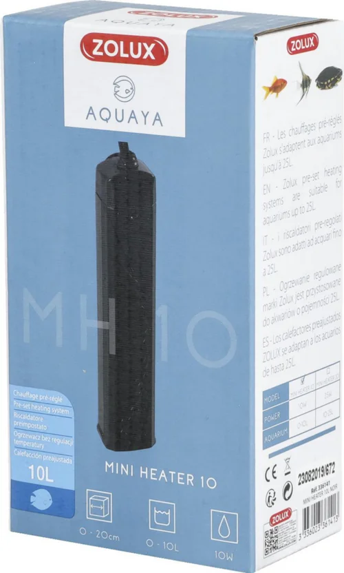 Idéal pour le jardin:Mini chauffage pour aquarium ou aqua-terrarium coloris noir Zolux 10W - L 2,7 x p 2,5 x h 13,5 cm.