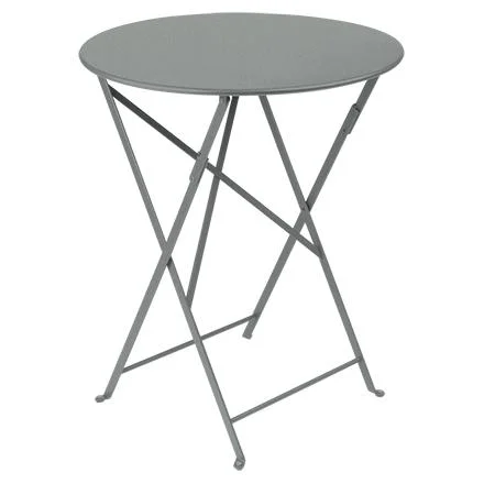 Une idée pratique pour l’extérieur:Table pliante Bistro coloris gris en acier Fermob - Ø 60 x 74 cm