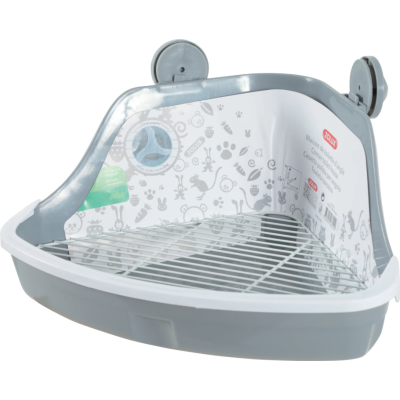 Maison de toilettes d'angle pour rongeurs 32x25 cm (Gris)