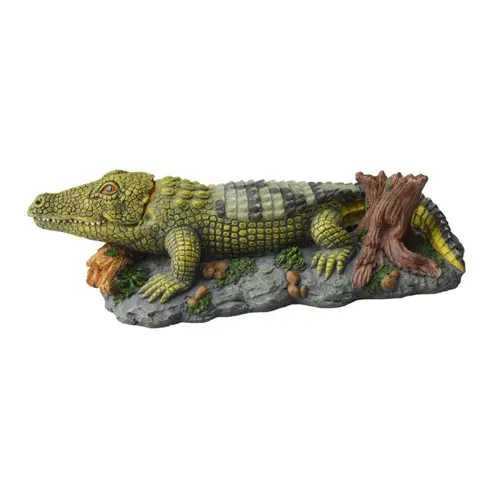 Une idée pratique pour le jardin：Bulleur crocodile coloris vert en résine Aquatlantis - 7,5 x 16 x 4,5 cm