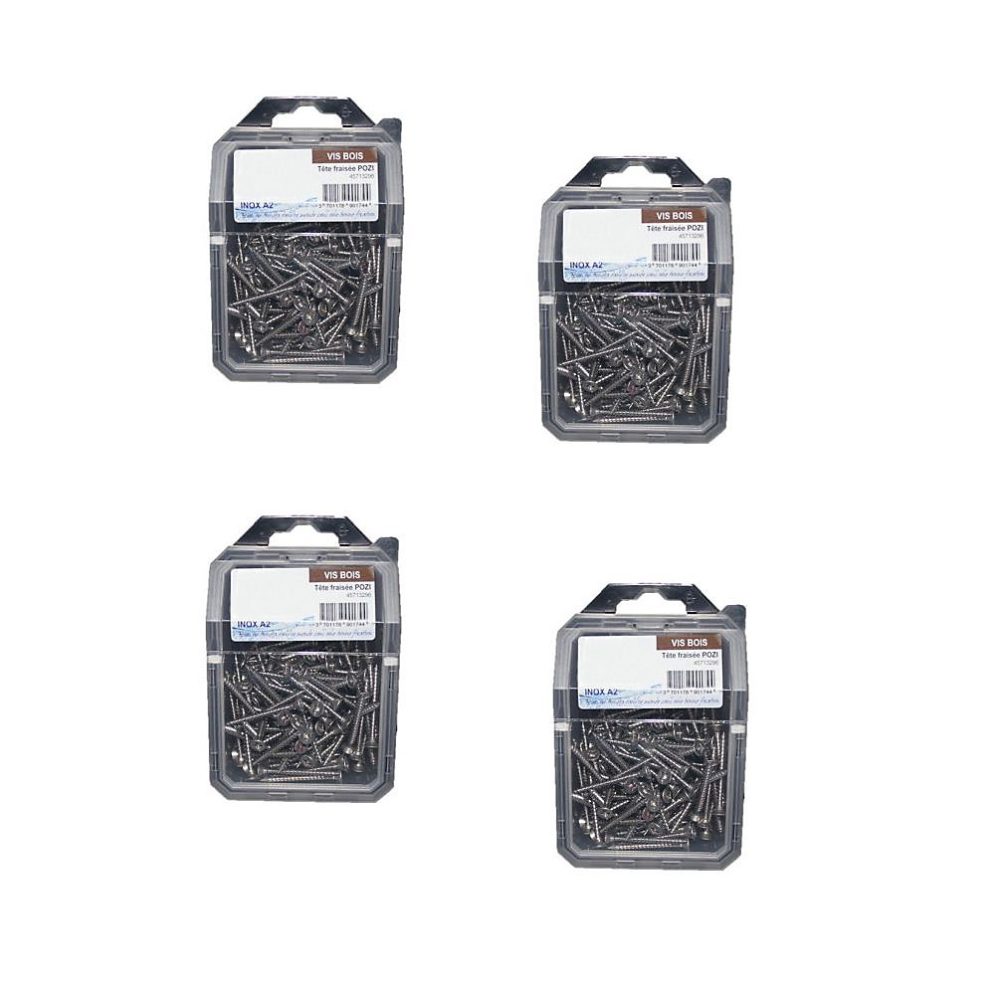 4 Coques de 100 Vis Bois Tête Fraisée Pozidriv 4 × 50 mm | Inox A2 – D – Work