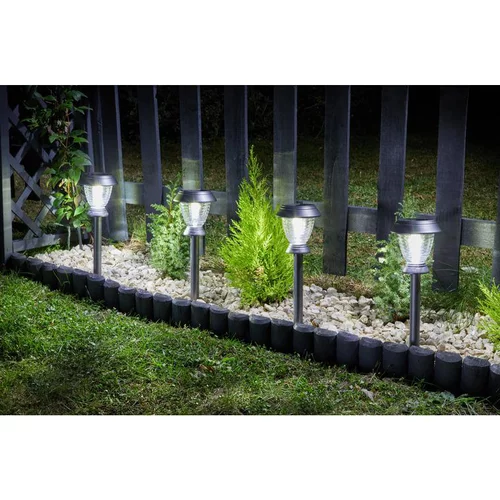 Choix extérieur：Balise solaire à piquer en verre et acier gris Triton - 4 pièces
