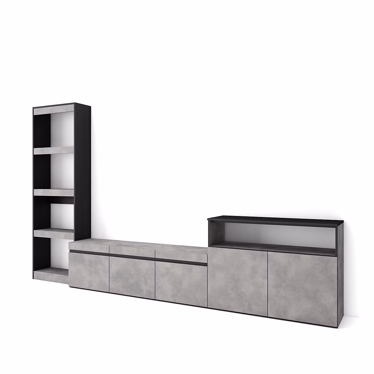 Ensemble meuble TV 310 × 35 × 186cm couleur gris ciment
