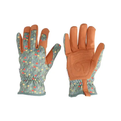 À avoir au jardin:Gant Judy coloris vert en cuir et toile Blackfox - taille 7