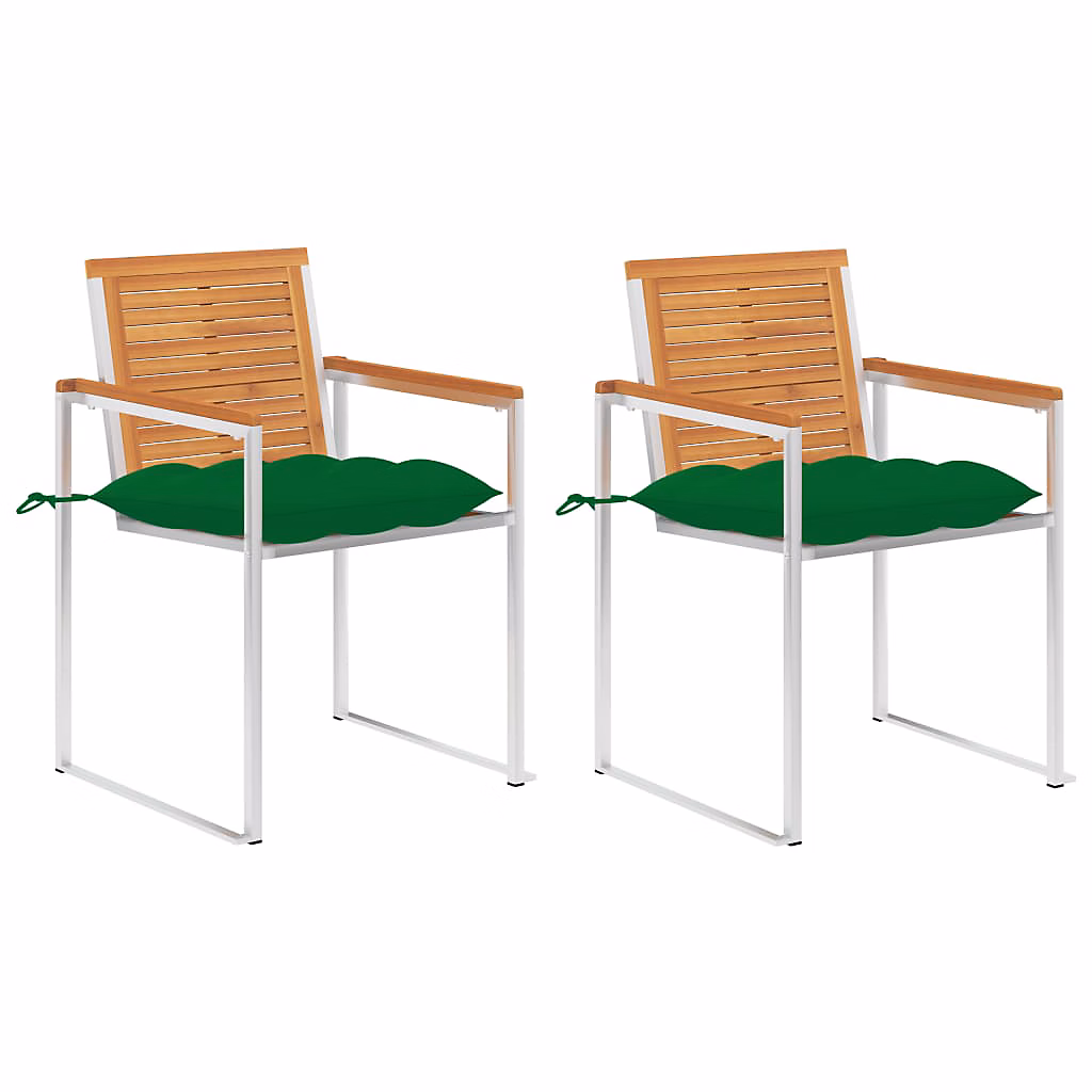 Chaises de jardin avec coussins lot de 2 Acacia solide et acier vidaXL – Réf. JLRPZLUIL9452121560