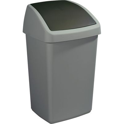 Poubelle grise avec couvercle basculant Delta (50 litres)