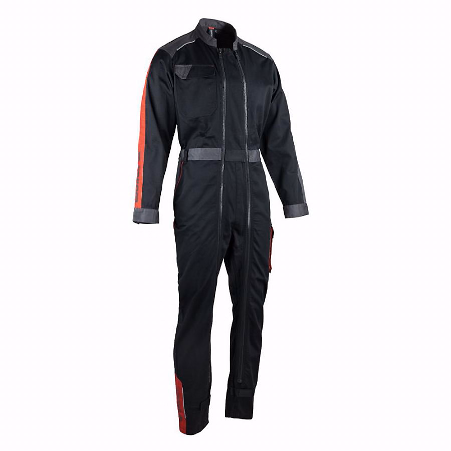 Combinaison de travail double zip Ship Noir/Gris/Rouge Taille S – FXWW4000E-S